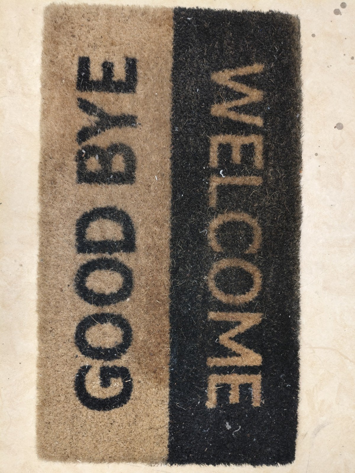 Deurmat Welcome/Goodbye ca 70 bij 40, Ophalen, Gebruikt, Binnen, Schoonloopmat