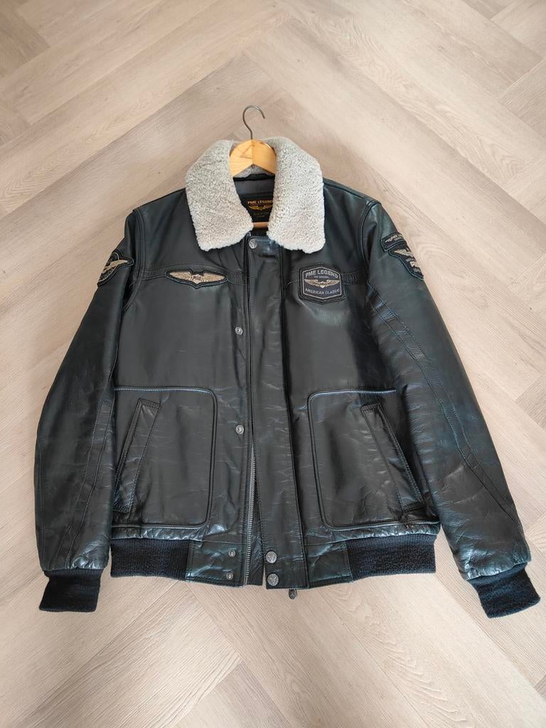 PME Legend Hudson leren jas Zwart – Maat L, Kleding | Heren, Jassen | Winter, Ophalen, Maat 52/54 (L), Zwart, Zo goed als nieuw