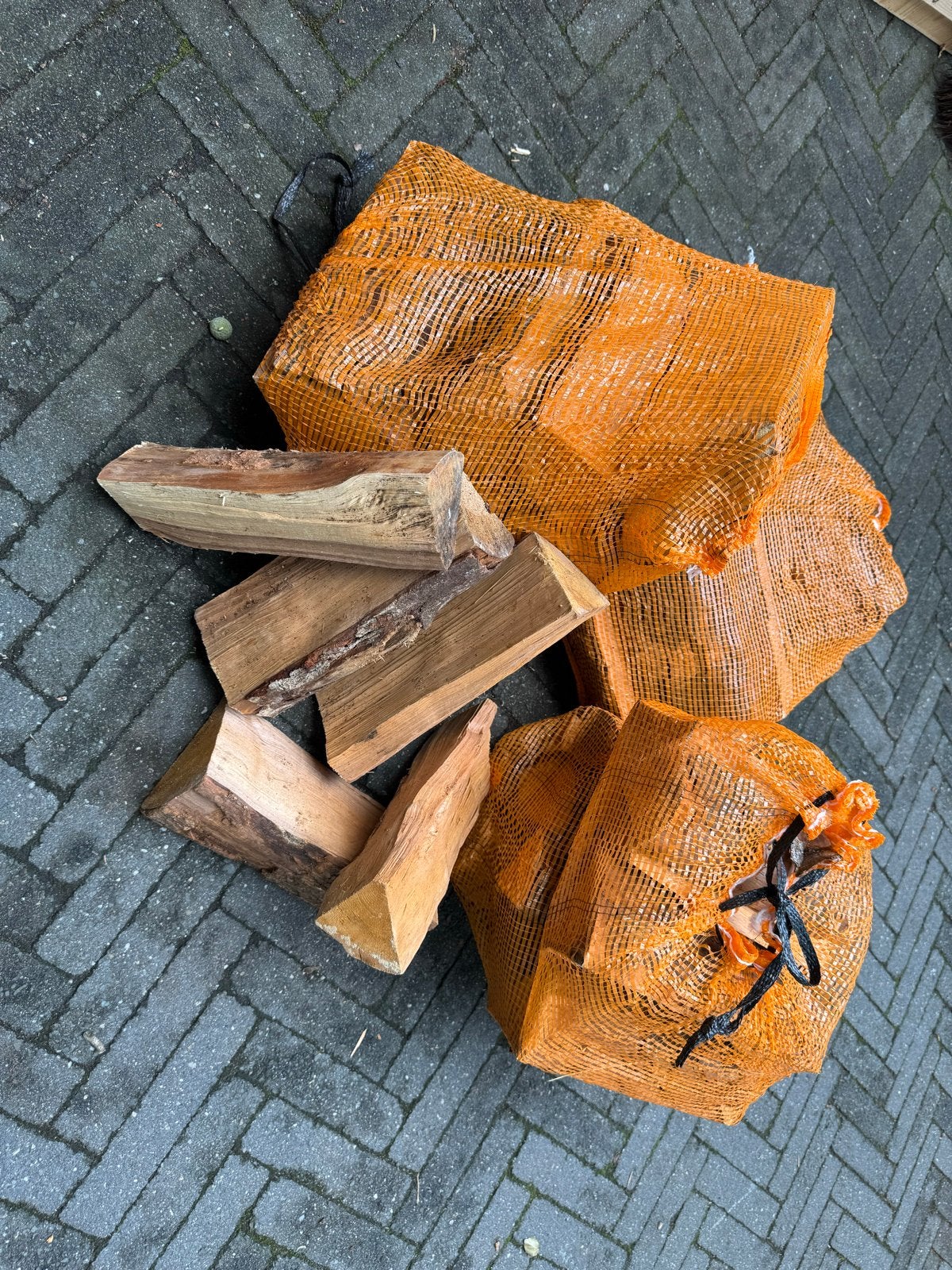 brandhout in netten - elzen hout, Minder dan 3 m³, Ophalen of Verzenden, Overige houtsoorten, Blokken