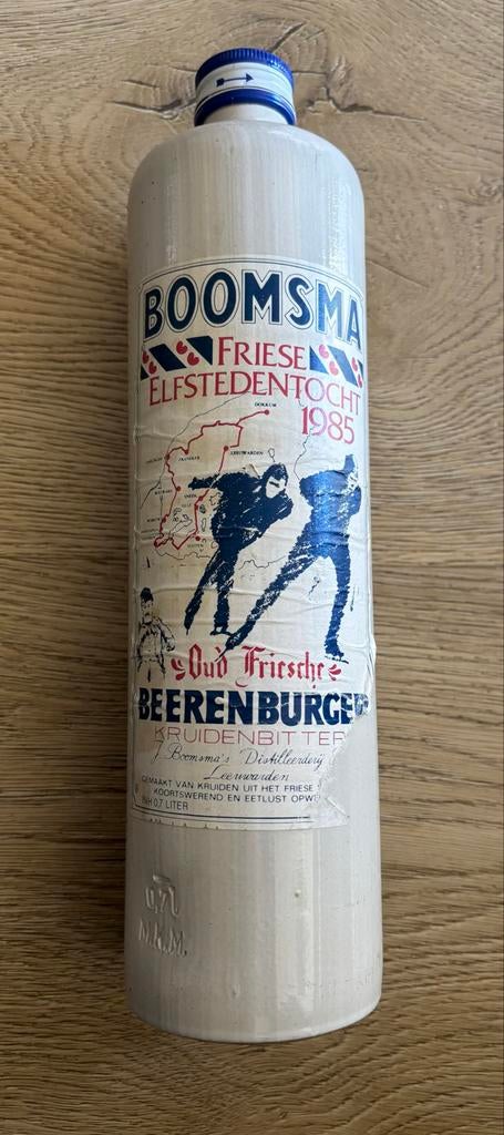 Boomsma Elfstedentocht 1985 Beerenburg Kruidenbitter Fles, Ophalen of Verzenden, Gebruikt, Gebruiksvoorwerp
