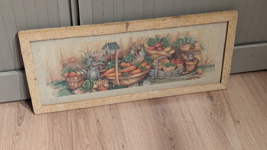 Vintage prent / schilderij - moestuin, Realistisch, Stilleven, Ophalen of Verzenden, Print