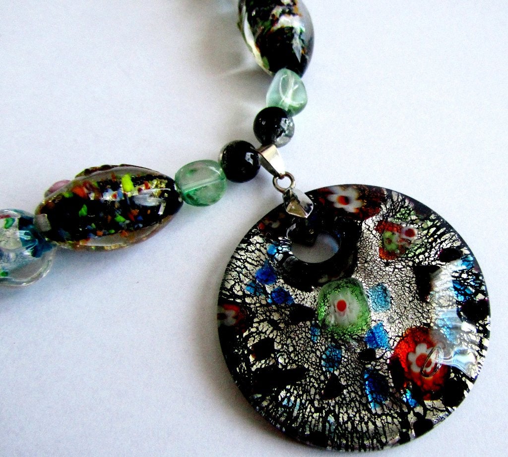 Mooie handgemaakte kralen Murano glas ketting Italy, Ophalen, Zo goed als nieuw, Overige materialen, Met hanger