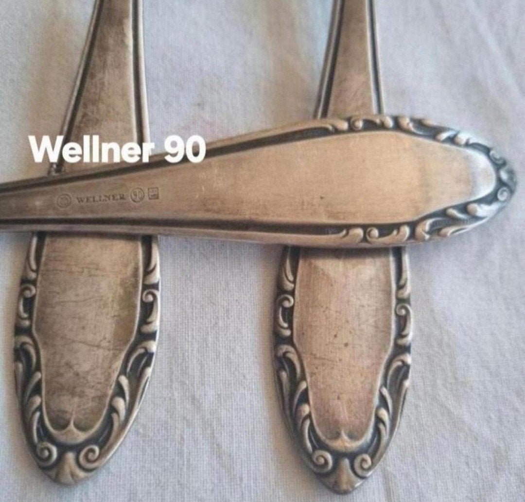 Wellner 90 verzilverde lepels relief barokke bewerking, Ophalen of Verzenden