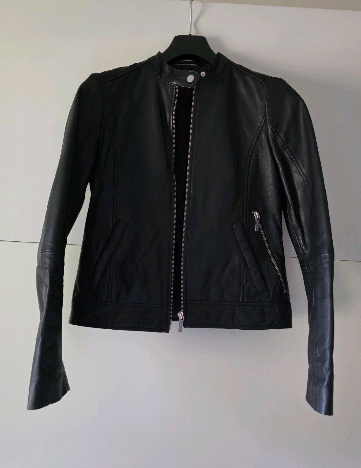 Écht leren jasje maat 4= S Tommy Hilfiger zwart, Zwart, Ophalen of Verzenden, Zo goed als nieuw, Maat 36 (S)