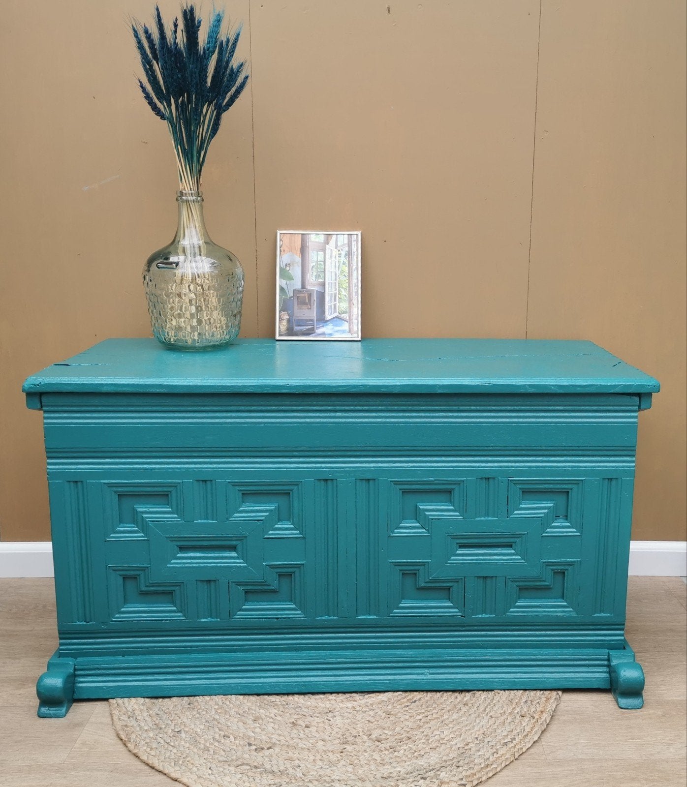 Vintage Turquoise houten kist, Ophalen