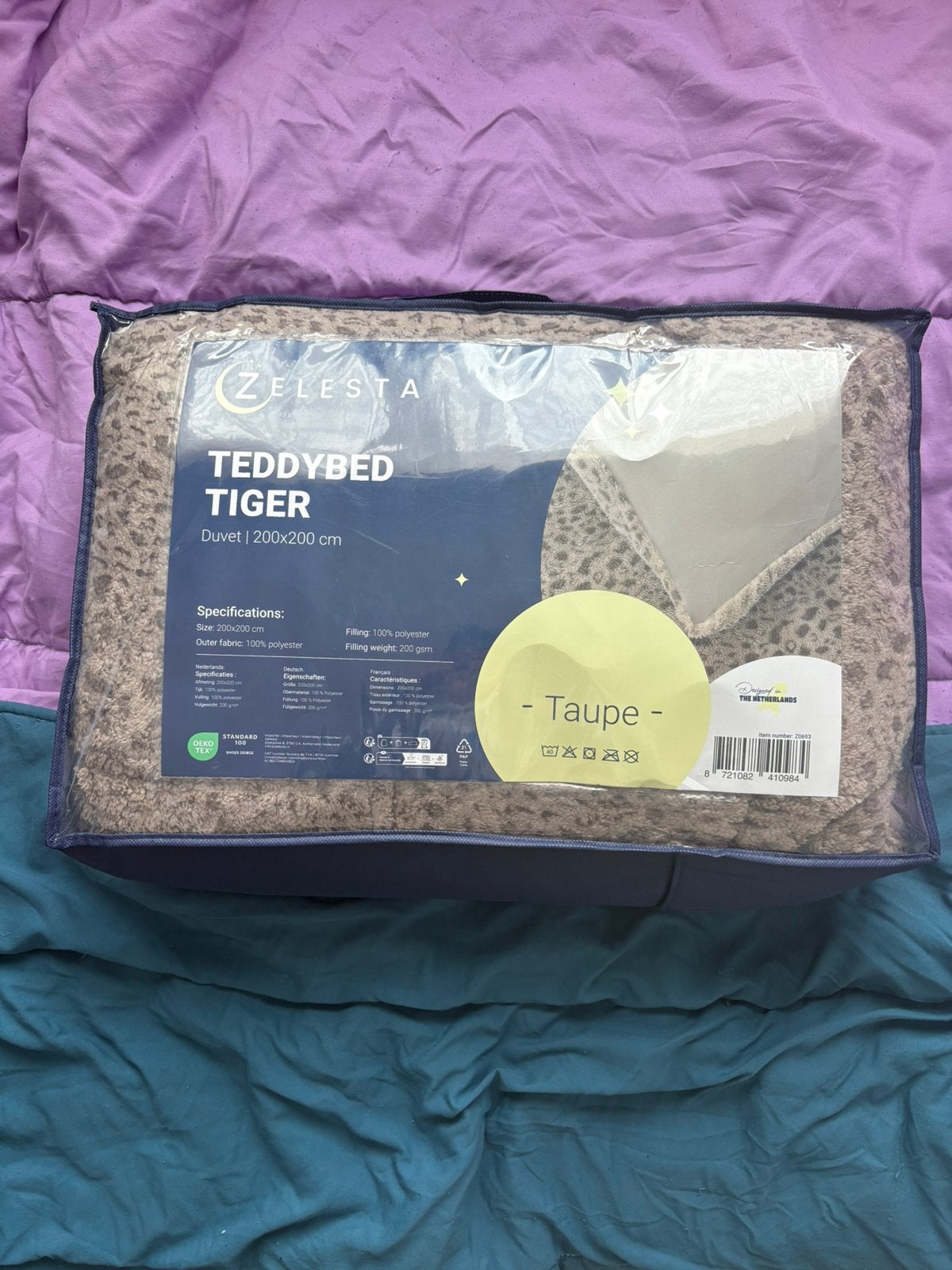 NIEUW Zelesta teddy dekbed 200x200, Bruin, Ophalen of Verzenden, Deken of Dekbed, Polyester