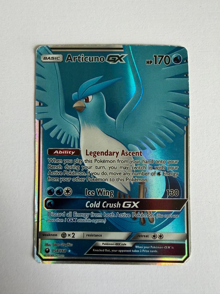 Articuno GX (CES 154) - Celestial Storm Pokémon Kaart, Ophalen of Verzenden, Gebruikt, Losse kaart, Foil