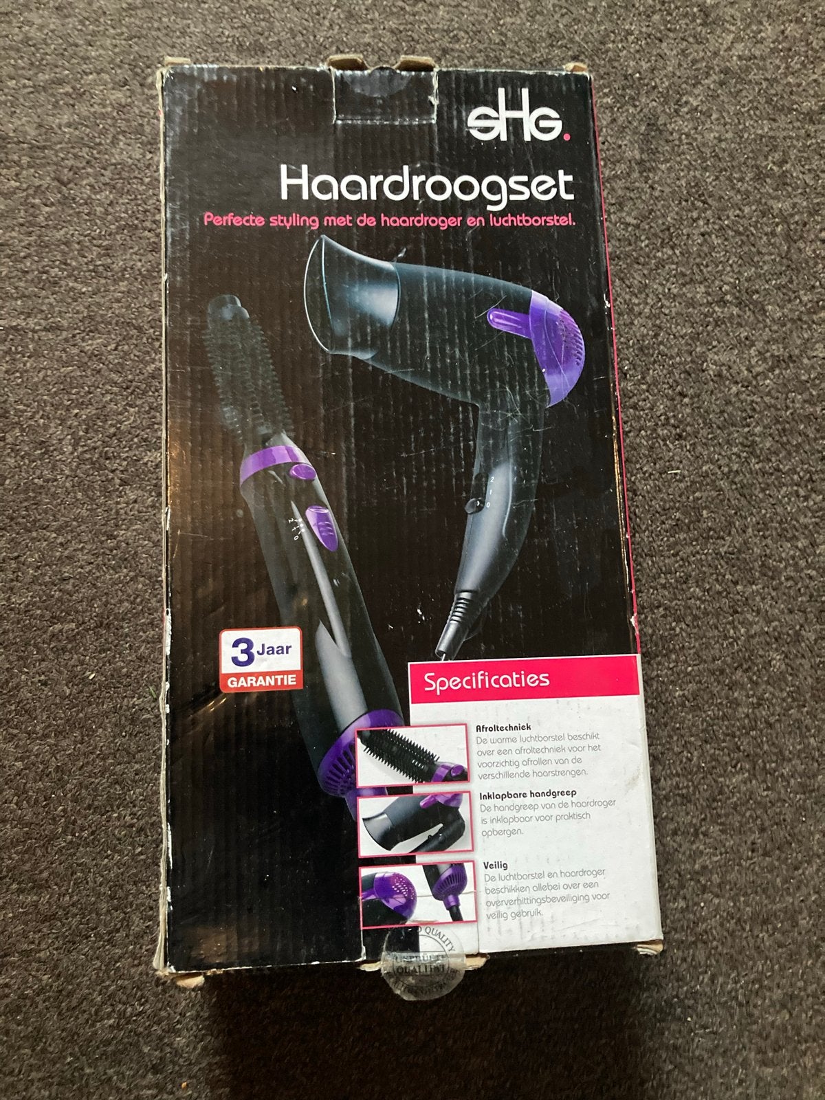 SHG Haardroogset: Föhn en Luchtborstel voor Perfecte Styling, Ophalen of Verzenden, Zo goed als nieuw, Haarverzorging
