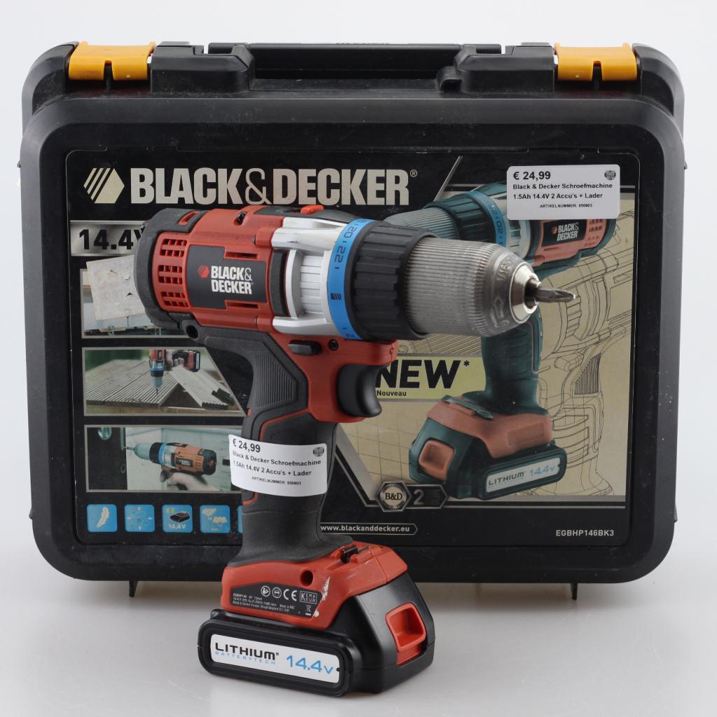 Black & Decker Schroefmachine 1.5Ah 14.4V 2 Accu's + Lader, Black en Decker, Zo goed als nieuw, Support@blackendecker.com, 701 E. Joppa Road
Towson, MD 21286
USA
