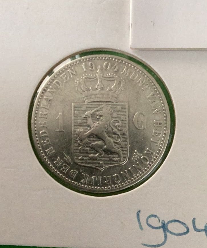 1 gulden Wilhemina 1904, Postzegels en Munten, Munten | Nederland, 1 gulden, Verzenden, Zilver, Koningin Wilhelmina