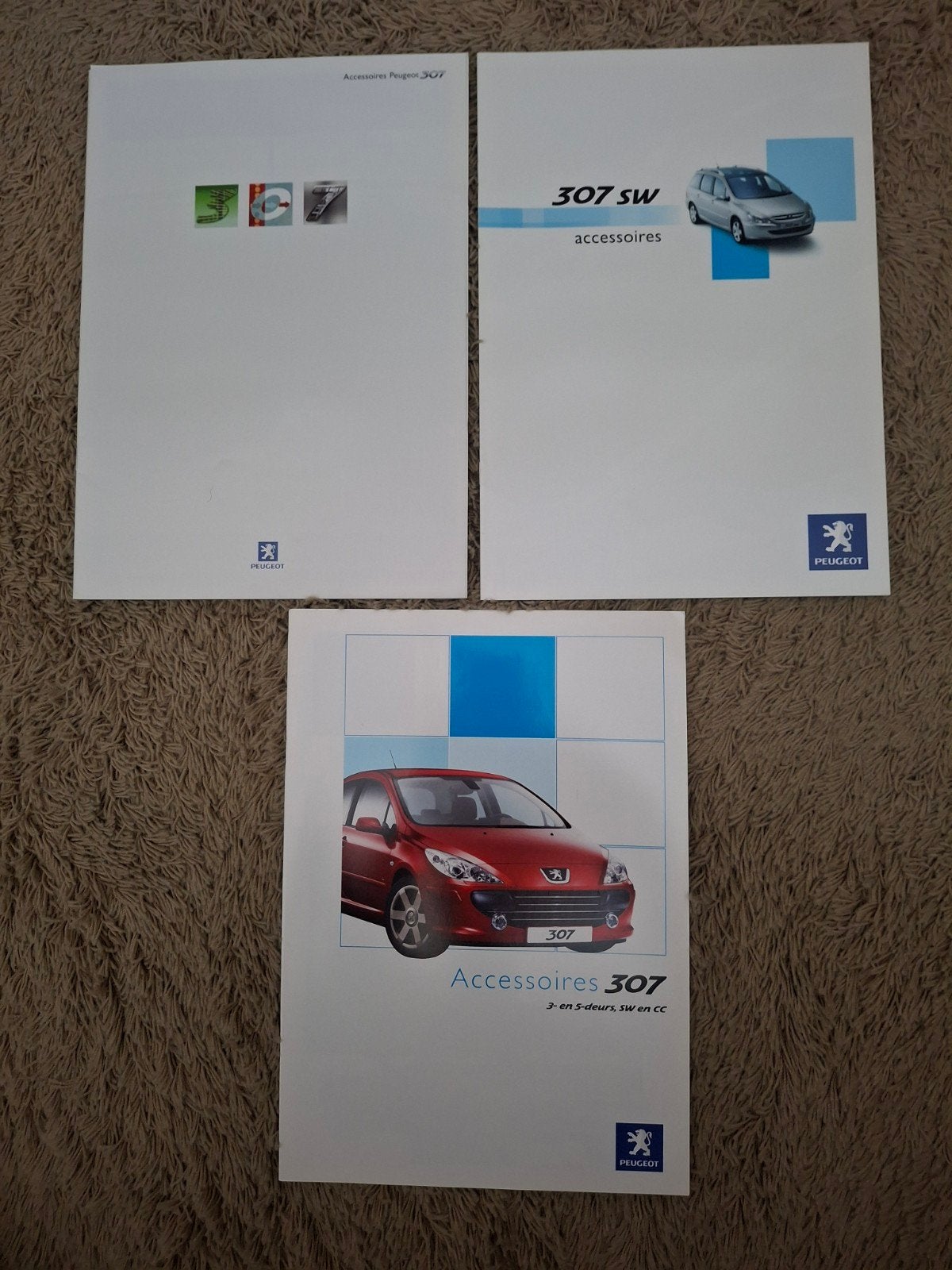 3x autofolder Peugeot 307 accessoires, Verzenden, Zo goed als nieuw, Peugeot