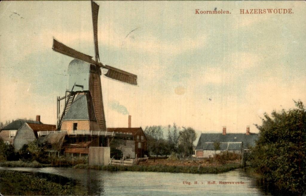 Hazerswoude - Koornmolen - Gezicht, Ophalen of Verzenden, Voor 1920, Gelopen, Zuid-Holland