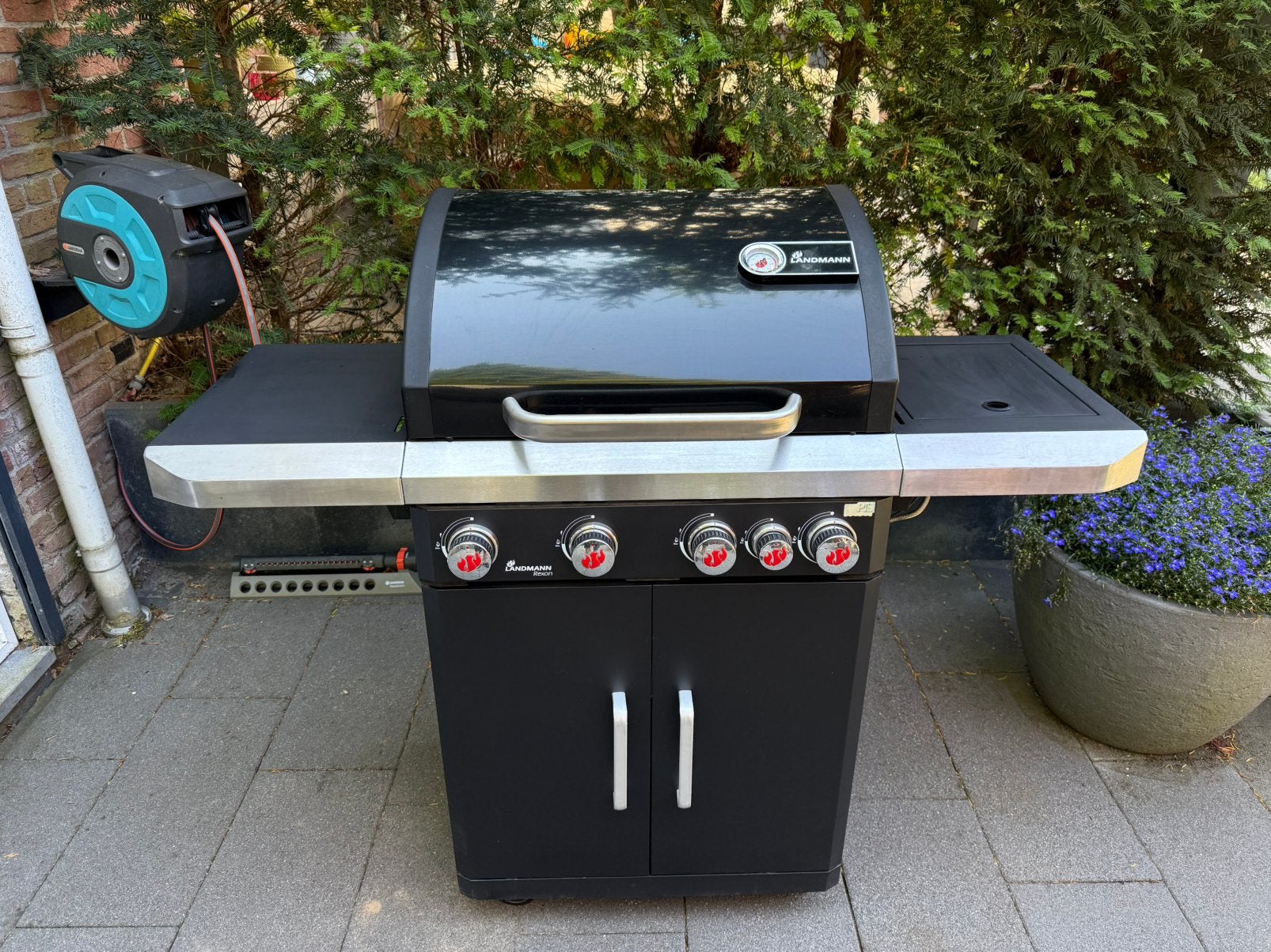LANDMANN Rexon 4.1 gas bbq - 5 branders - incl. 2 gasflessen, Tuin en Terras, Gasbarbecues, Ophalen, Gebruikt