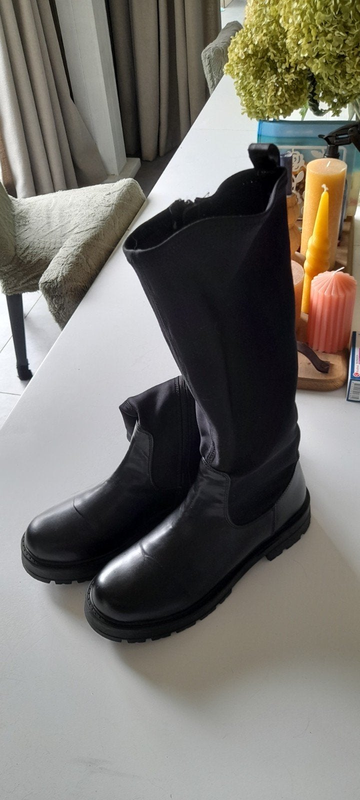 hoge stretchy laarzen voor bredere kuit 43, Hoge laarzen, Bonprix, Zwart, Ophalen of Verzenden