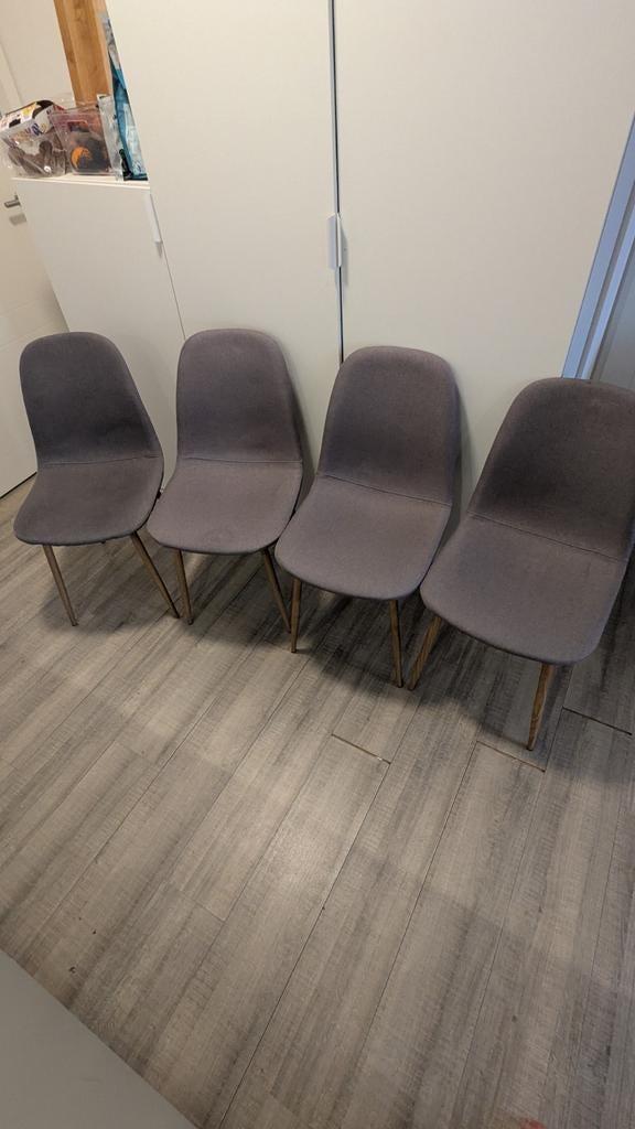 6 Jysk eetkamerstoelen, Huis en Inrichting, Ophalen, Gebruikt, Stof, Grijs