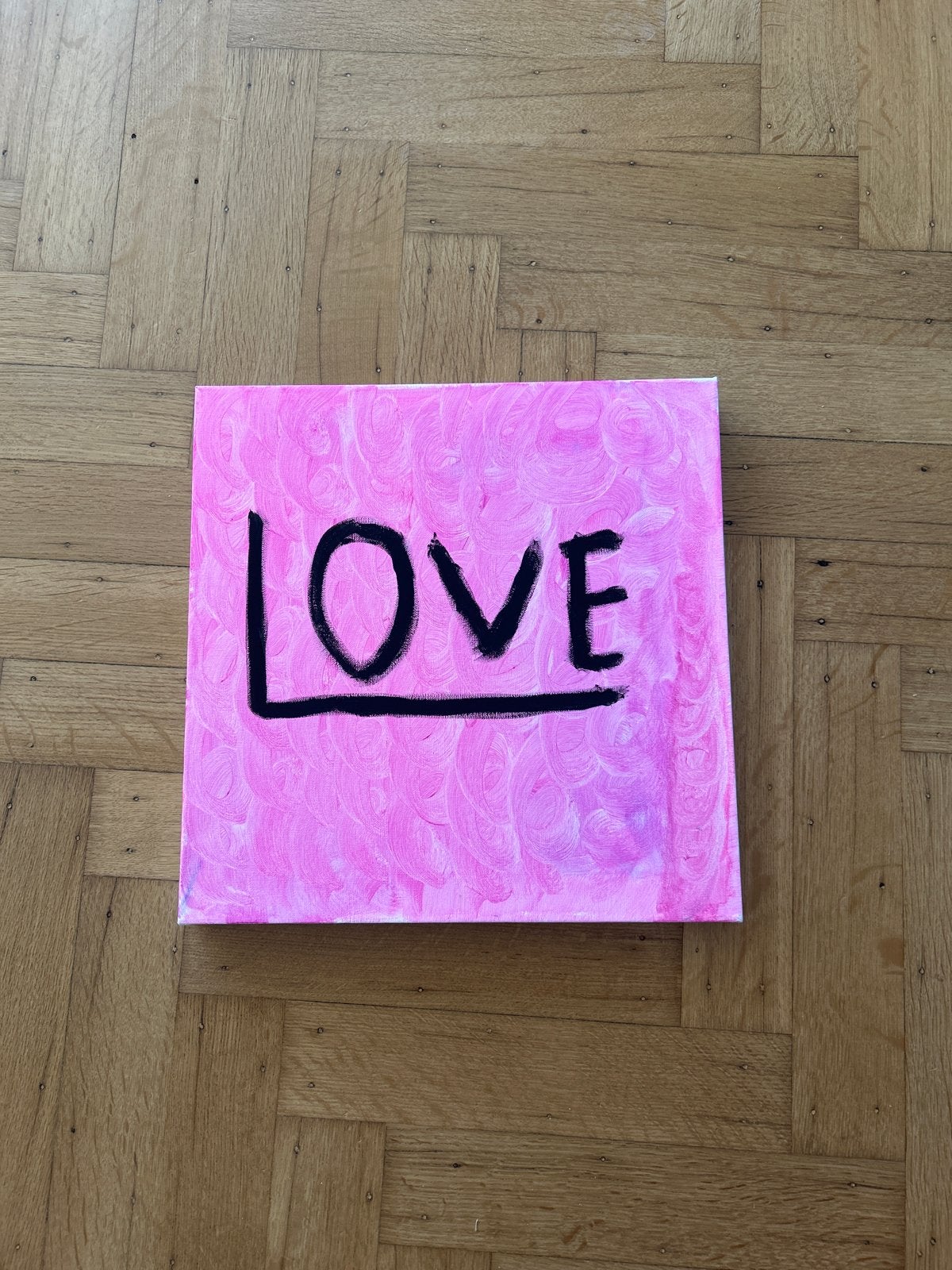 Modern Schilderij 'LOVE' - Roze Abstracte Kunst, Antiek en Kunst, Kunst | Schilderijen | Modern, Abstract, Acrylverf, Handgeschilderd