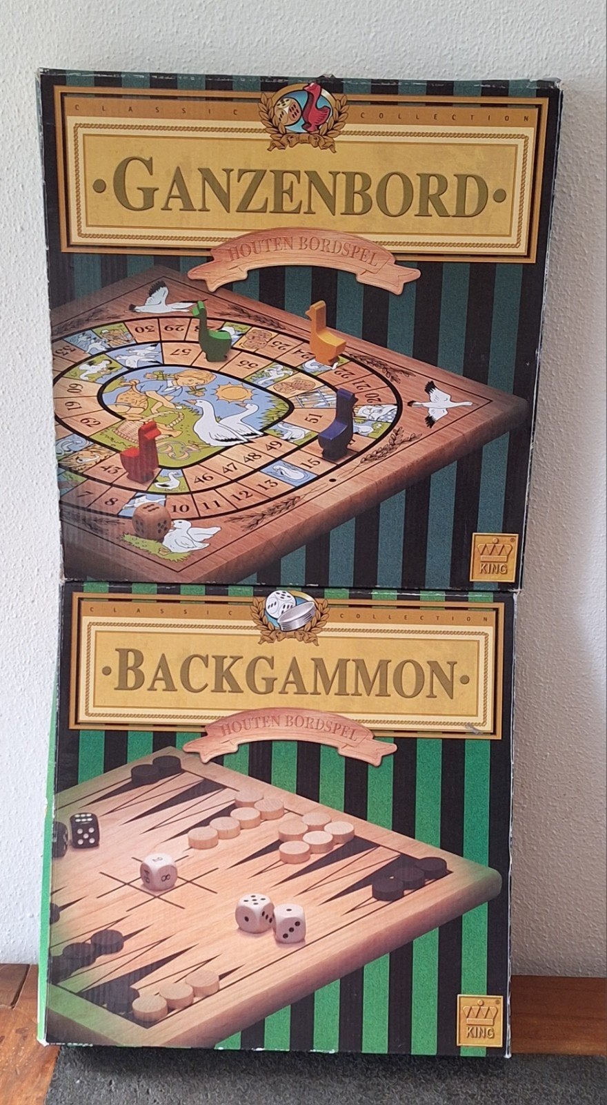 Houten Ganzenbord +Houten Backgammon  Compleet, Ophalen