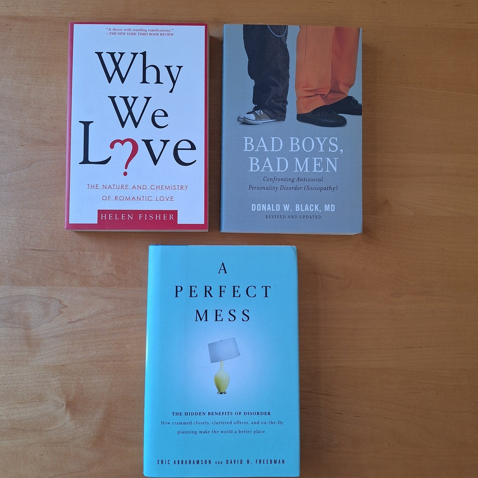Boeken: Why We Love, A Perfect Mess, Bad Boys Bad Men, Boeken, Ophalen of Verzenden, Zo goed als nieuw, H Fisher, E Abrahamson, DH. Freedman, Donald W. Black