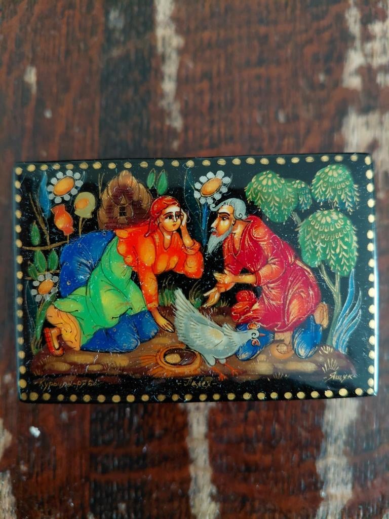 Vintage Palekh Doosje - Handgeschilderd Russisch Lakwerk, Ophalen