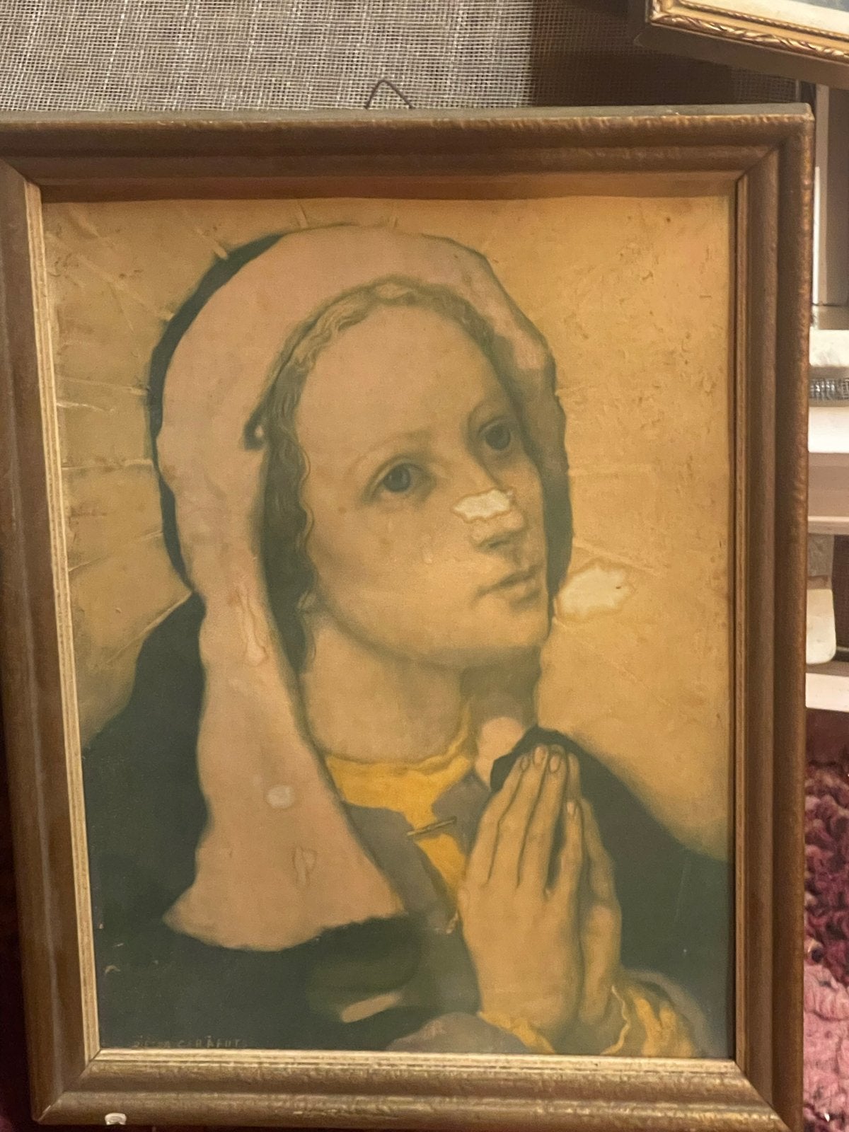 Oud schilderij: Biddende Vrouw in Klassieke Stijl, Antiek en Kunst, Kunst | Schilderijen | Klassiek, Ophalen, Portret of Personen
