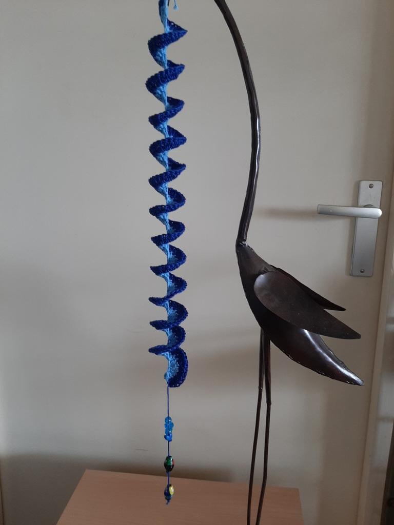 Handgemaakte blauwe windspinner met kralen, Ophalen of Verzenden