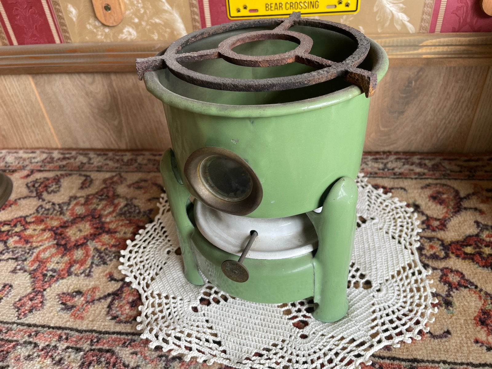 Vintage Groene Petroleum Kooktoestel - Antiek Kamperen, Ophalen of Verzenden