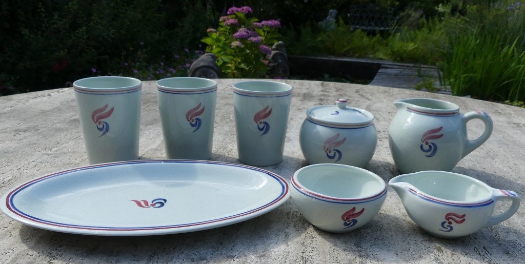 Goedewaagen Decor Fauna 3 Bekers 5 Dessert 5 Gebak Roomstel, Antiek en Kunst, Antiek | Servies los, Ophalen of Verzenden