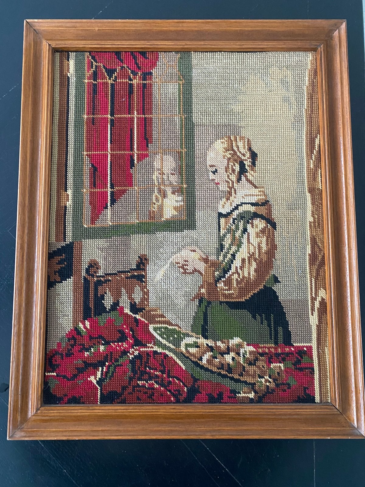 Geborduurd schilderij J.Vermeer -brief lezend meisje-, Ophalen of Verzenden, Zo goed als nieuw, Overige typen