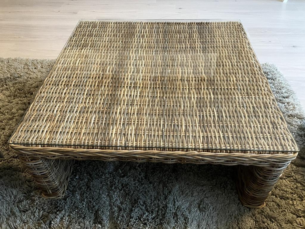 rotan salontafel, Tuin en Terras, Tuintafels, Ophalen, Zo goed als nieuw, Vierkant, Overige materialen