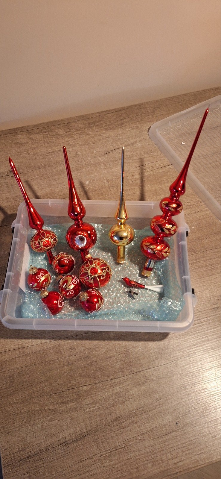 Te koop 4 x piek 1x deuk kerstbal 5 klein kerst al 1x vogel, Diversen, Ophalen of Verzenden