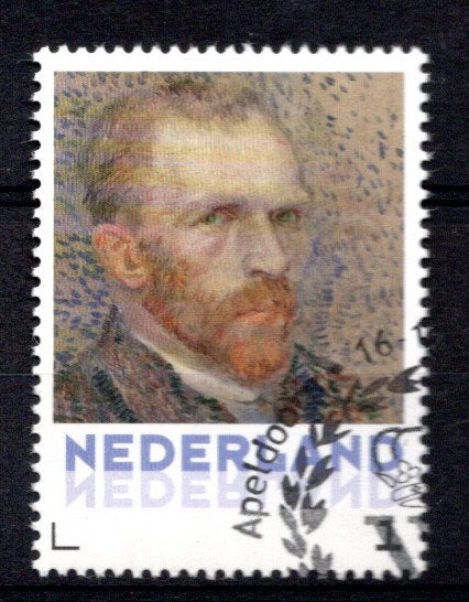 gestempelde zegel. Persoonlijke: van Gogh uit vel van 3, Ophalen of Verzenden, Na 1940, Gestempeld