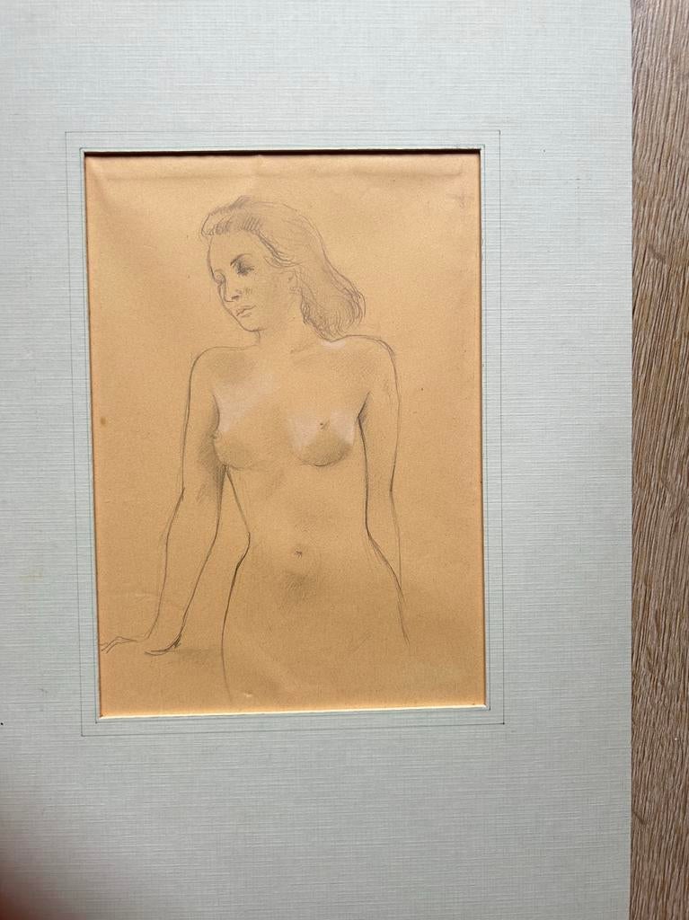 Potloodtekening vrouwelijk naakt, Antiek en Kunst, Ophalen of Verzenden