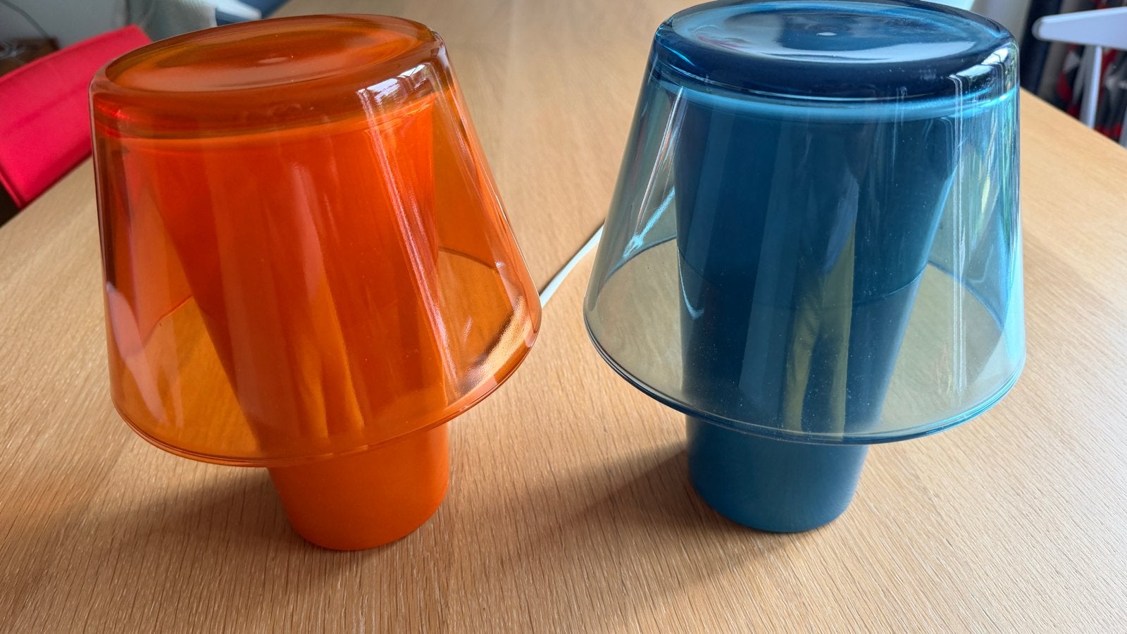 Set van 2 glazen IKEA lampjes met snoerschakelaar, Gebruikt, Meerkleurig, 23 cm, Overige fittingen