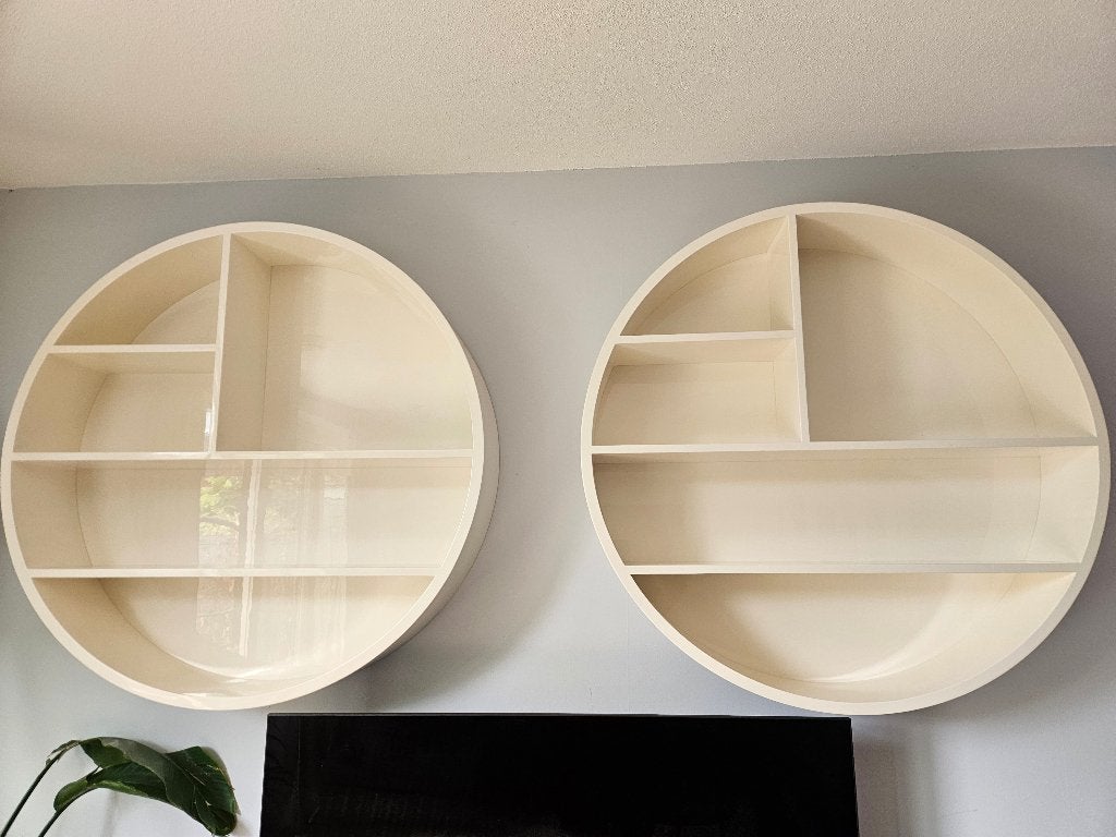 Set van 2 ronde wandkasten ø110cm, Ophalen, Met plank(en), Gebruikt, 100 tot 150 cm