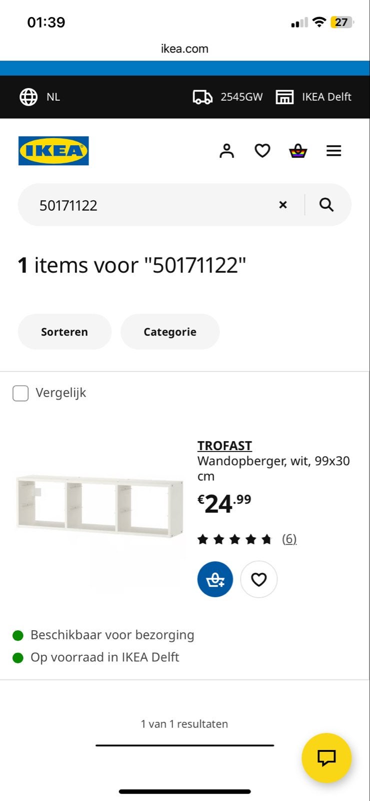 IKEA TROFAST Wandopberger wit, 99x30 cm - Nieuw in doos, Nieuw, Minder dan 100 cm, 25 tot 50 cm, Overige materialen