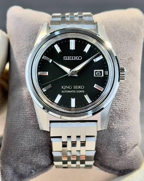 King Seiko spb387j1 charcoal black, Ophalen of Verzenden, Zo goed als nieuw, Staal, Seiko
