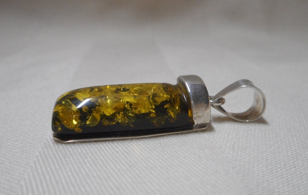 Zilveren hanger met barnsteen nr.126, Verzenden, Zo goed als nieuw, Zilver, Zilver