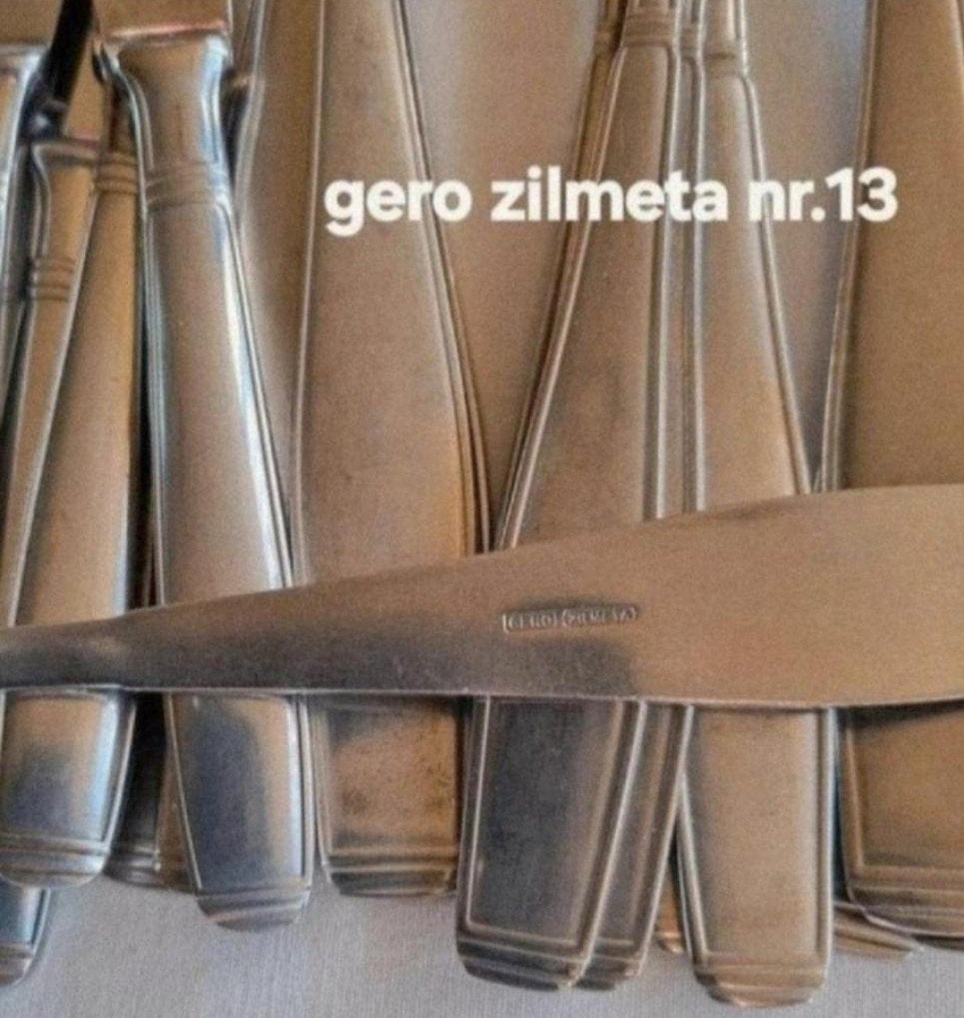 Gero Zilmeta gladde handgreep dubbele strepen, Antiek en Kunst, Antiek | Bestek, Ophalen of Verzenden
