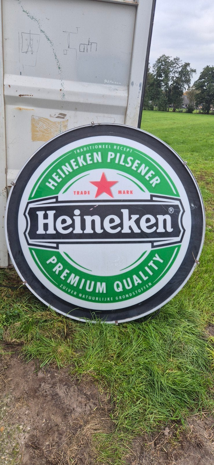 Groot Heineken Reclamebord - Lichtbak, Verzamelen, Biermerken, Ophalen, Gebruikt, Reclamebord, Plaat of Schild, Heineken