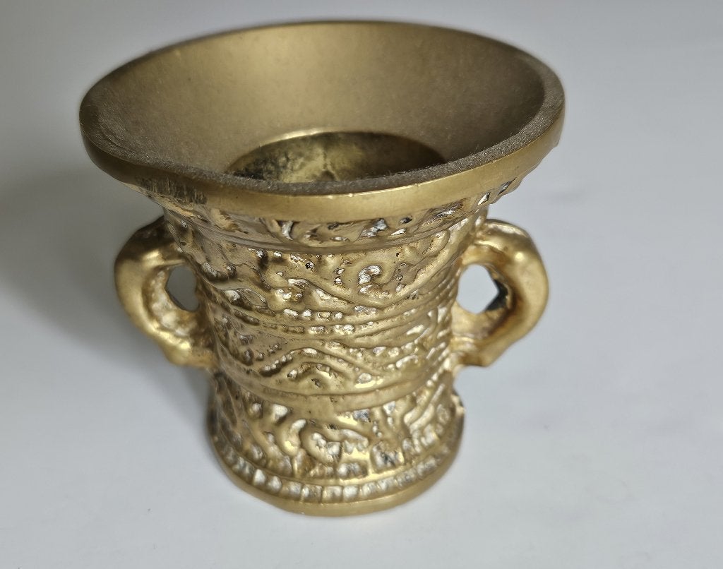 Zware vintage/antieke massief messing vijzel, Ophalen of Verzenden, Brons