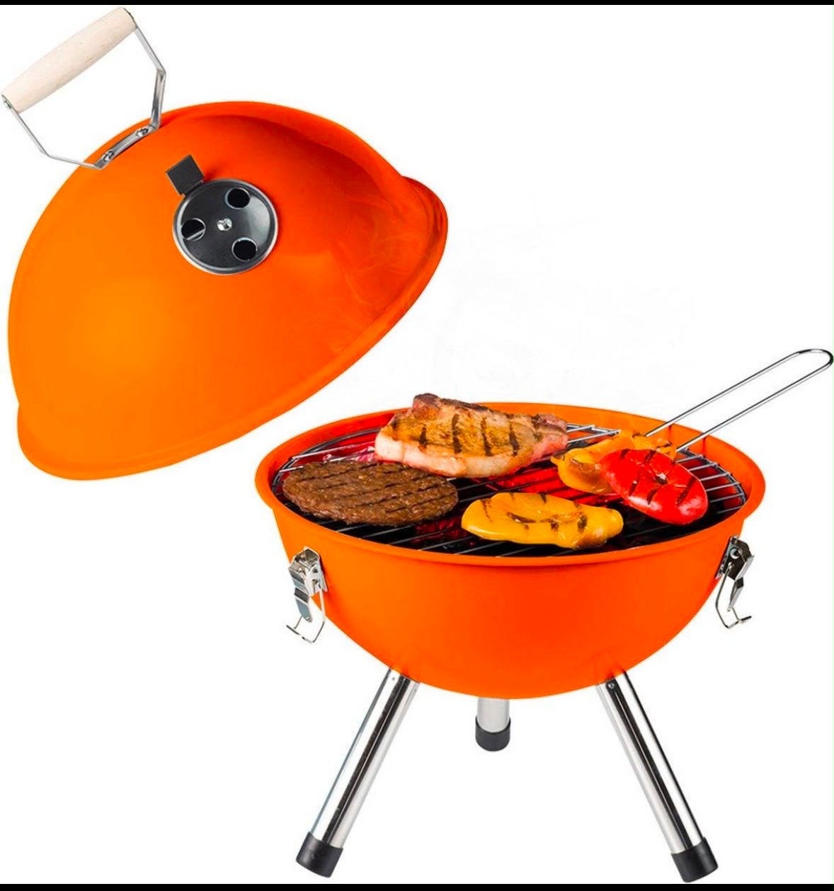 Draagbare 12 inch BBQ - Oranje / Zwart, Ophalen of Verzenden, Nieuw, Met accessoires