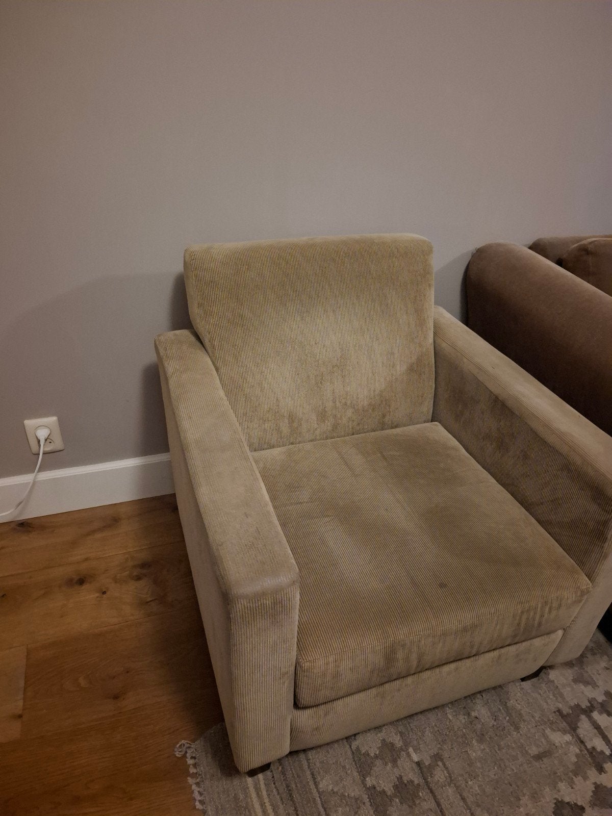2 comfortabele fauteuils in ribstof, Ophalen of Verzenden, Gebruikt, Twee