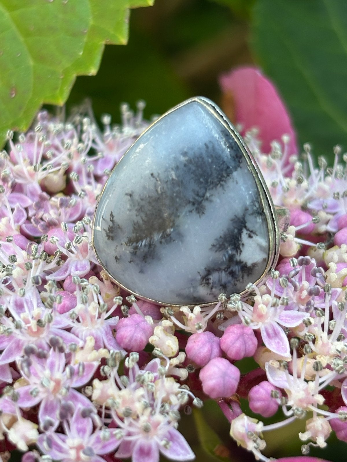 Dendritische Opaal Edelsteenring - Maat 18, Sieraden, Tassen en Uiterlijk, Ringen, 18 tot 19, Wit, Nieuw, Ophalen of Verzenden
