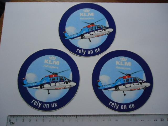 sticker oud KLM HELI helikopter helicopter luchtvaart 3x, Verzamelen, Stickers, Verzenden, Zo goed als nieuw, Bedrijf of Vereniging