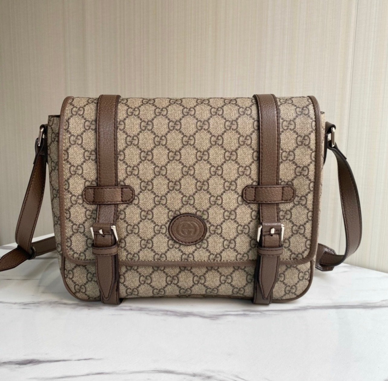 Gucci messenger bag - GG Canvas Bruin, Ophalen of Verzenden, Nieuw, Bruin, Schoudertasje