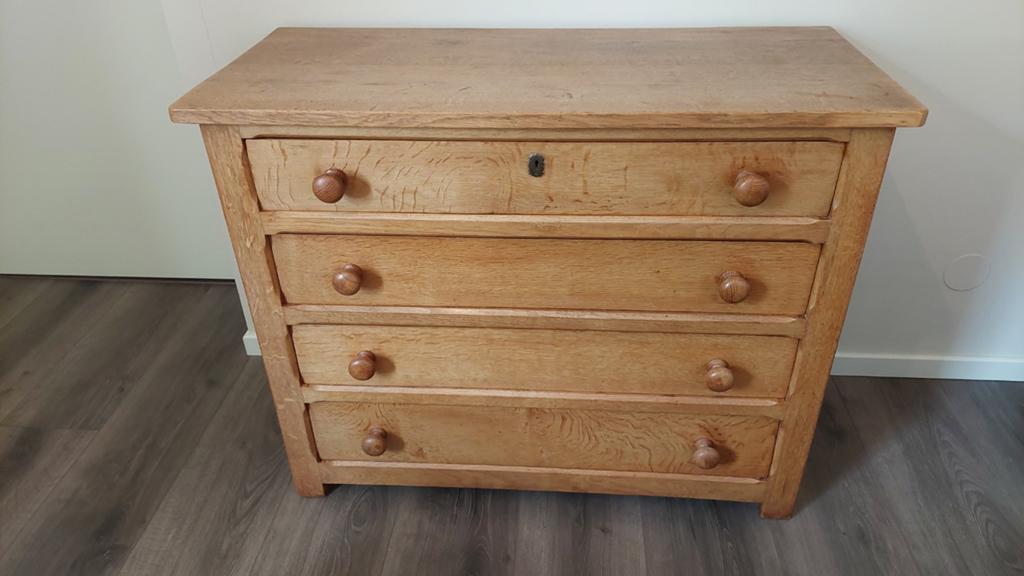 Vintage;Massief eiken dressoir/ ladenkast, Ophalen, Gebruikt, 5 laden of meer, 50 tot 100 cm