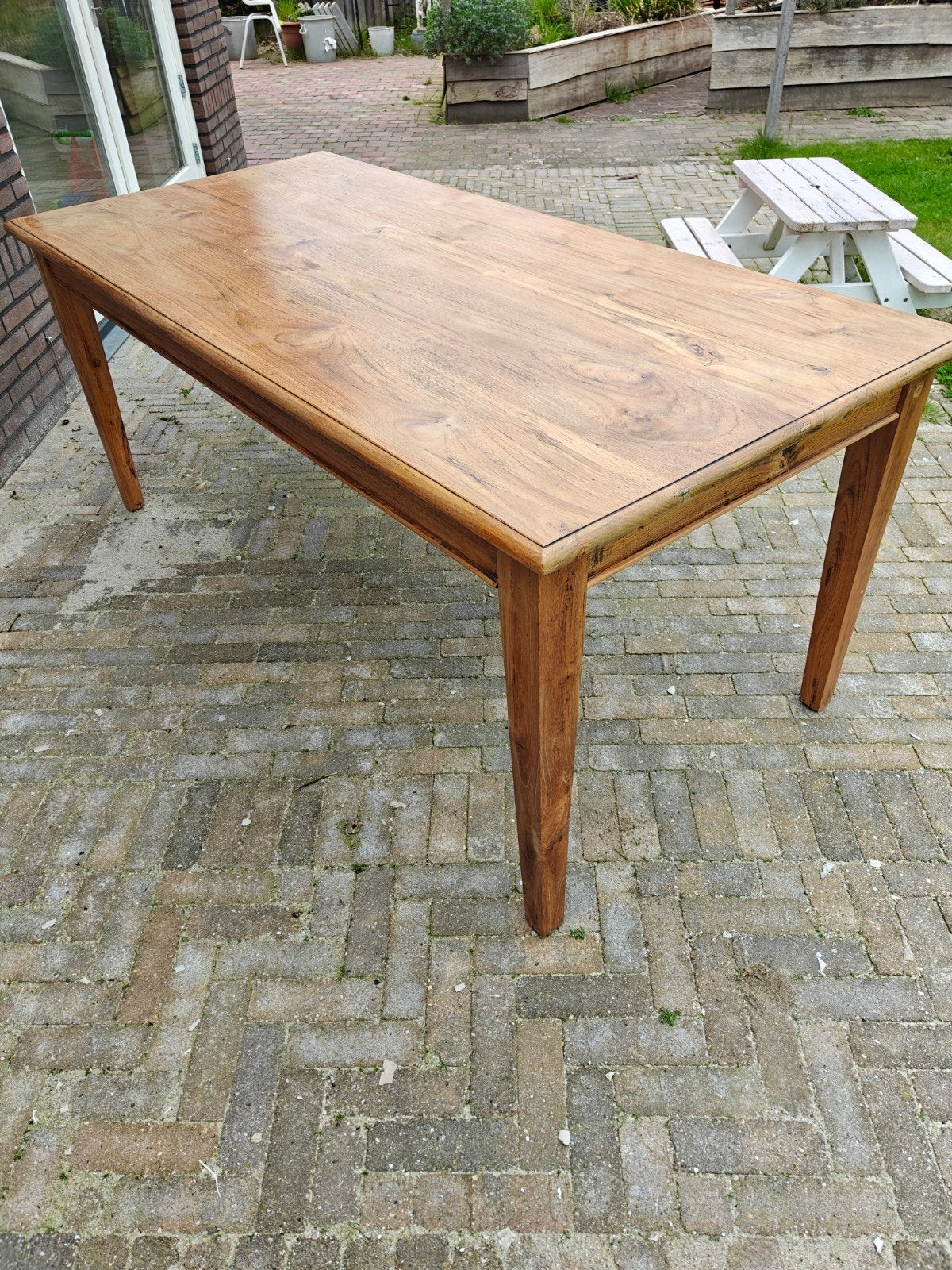 Teak tafel, Huis en Inrichting, Tafels | Eettafels, Ophalen, Teakhout, 50 tot 100 cm, 150 tot 200 cm