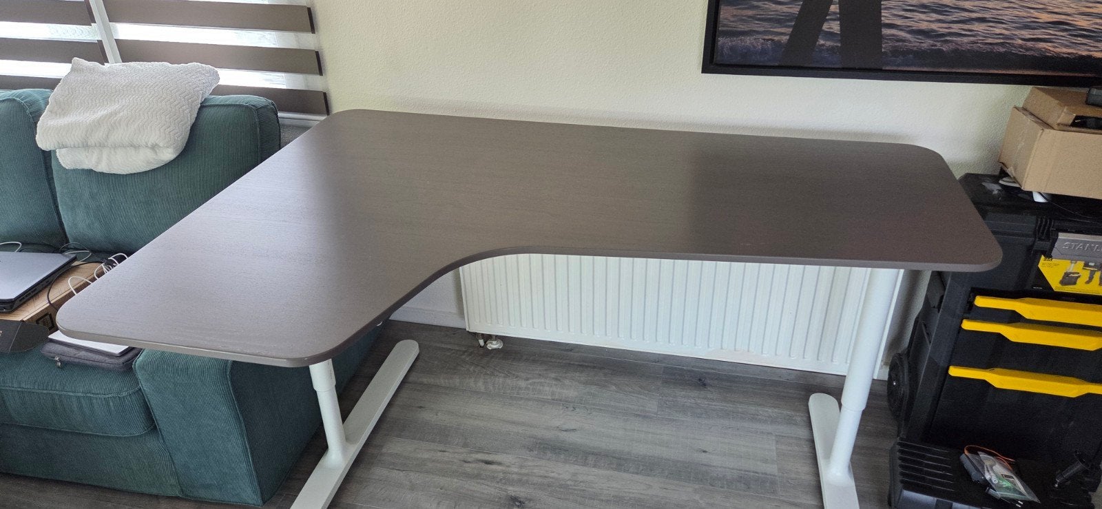 IKEA Bekant hoekbureau - Grijs/wit, Ophalen, Gebruikt, Spaanplaat of MDF, Hoekbureau