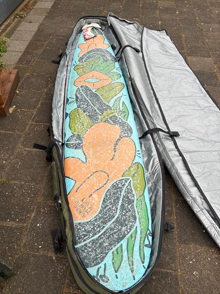 Uniek NSP Longboard 10.2 - Handgeschilderd met FCS vin, Watersport en Boten, Ophalen, Gebruikt, Longboard, Met vinnen