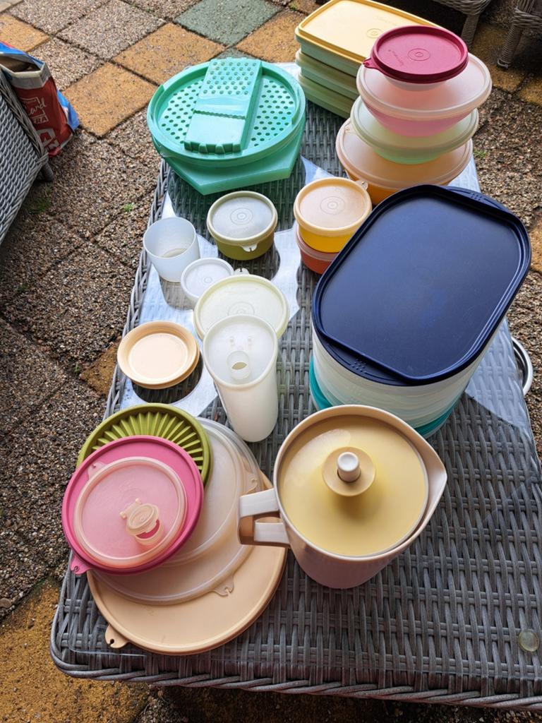 Partij Tupperware, Huis en Inrichting, Keuken | Tupperware, Ophalen of Verzenden, Gebruikt, Geel, Bak of Kom